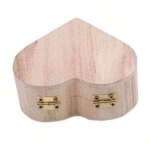 1pc Heart-Shaped Wooden Box - Perfect For Jewelry, Trinkets, And Valentine's Day Gifts Multicolor