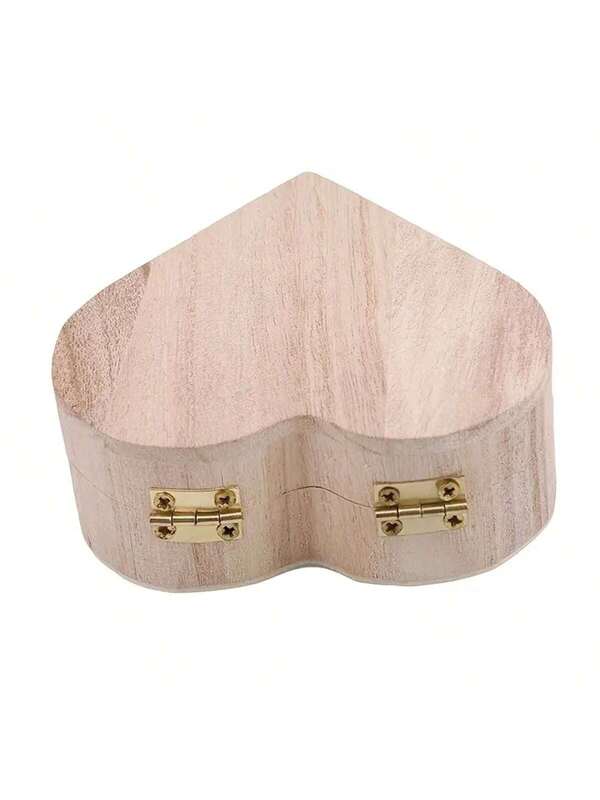 1pc Heart-Shaped Wooden Box - Perfect For Jewelry, Trinkets, And Valentine's Day Gifts Multicolor