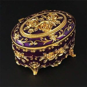 1pc Elegant Rose Enamel Jewelry Box - Metal Organizer For Earrings, Rings, Necklaces - Decorative Vintage Home Display Cabinet Rose Jewelry Box Series