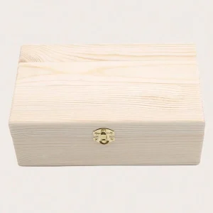 1pc Wooden Color Rectangular Wooden Storage Box Storage Box Container With Hinged Lid Gift Box Wooden Box Souvenir Storage Box Diy Craft Box For Collecting Jewelry Gifts And Home Decoration Beige