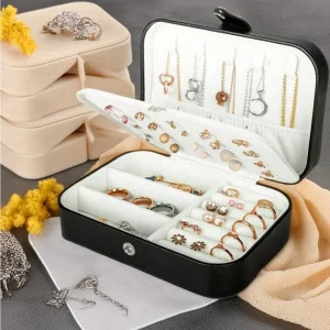 1pc Double Layer Jewelry Box, Large Capacity Jewelry Storage Box, Jewelry Display Tray, Necklace Ring Earring Accessory Organizer Box, White Simple Compartment Jewelry Display Stand With Dust-Proof & Anti-Oxidation Function, Compact & Portable Jewelry Case, Suitable For Earrings Necklaces Rings, Travel Jewelry Organizer, Small Jewelry Box For Rings Earrings, Great For Women Girls Girlfriend Christmas Halloween New Year Gifts Black